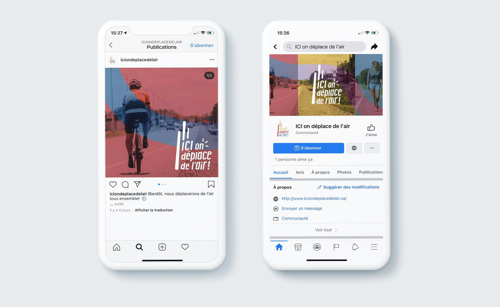 Ici on déplace de l'air médias sociaux